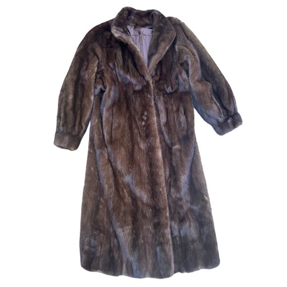 Brown Mink Coat Size Small Vintage Excellent Condition Full Length 1960's - Picture 1 of 7
